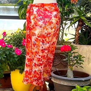 Beautiful Long Orange, Red, White Pareo with a splash of Purple